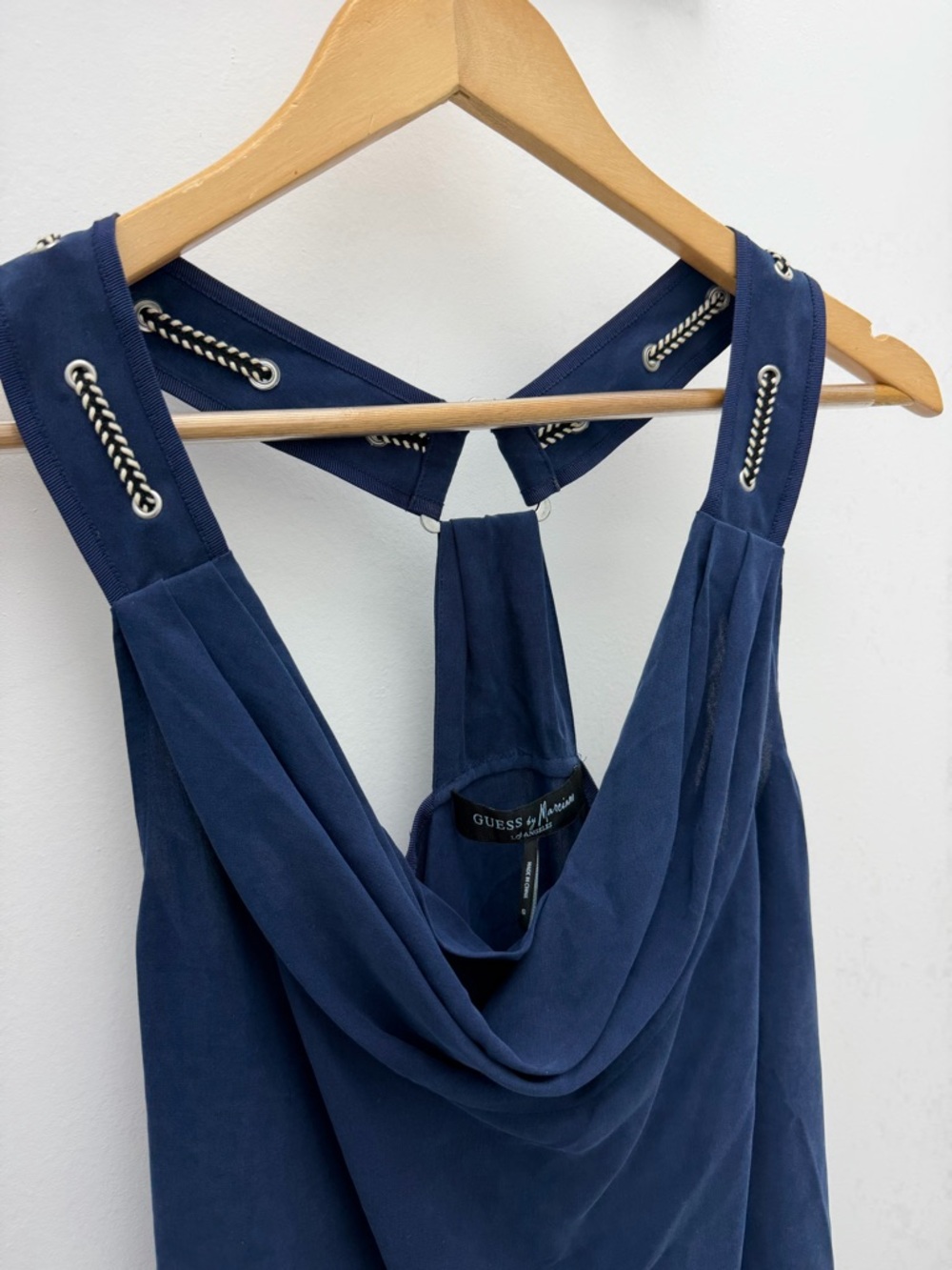 Marciano Navy Blue Cowl Neck Top | Sleeveless Draped Blouse | Like New 💙 - Picture 9 of 11